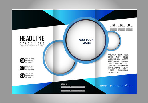 Professional Business Trifold Brochure, Template or Flyer design with free space for your image.