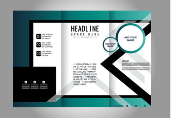 Brochure mock up design template for business, education, advertisement. Trifold booklet editable printable vector illustration. 