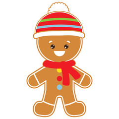 Gingerbread man vector cartoon illustration