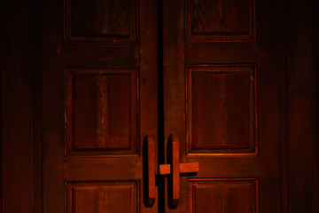 Old wooden doors with handle  