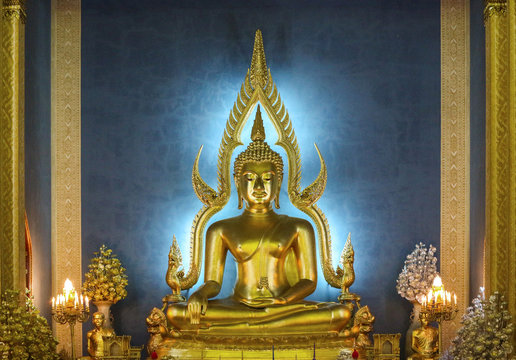 Thai best beautiful Buddha statue, Phra  Chinnarat Buddha model statue at Wat Benchamabophit temple.