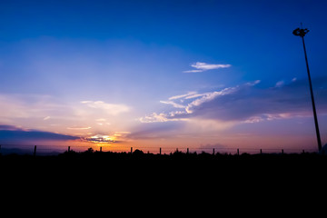 Landscape view sunset in the evening