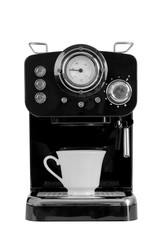 espresso coffee machine, isolated coffe maker on a white background