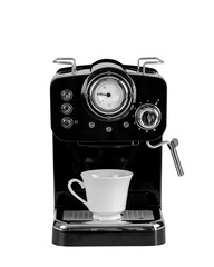 espresso coffee machine, isolated coffe maker on a white background