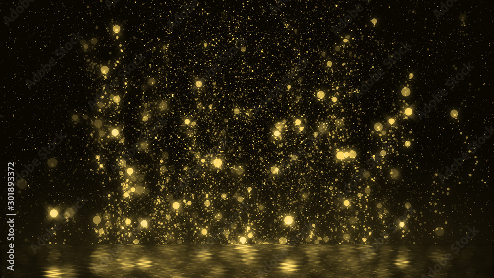 Canvas Prints golden particle rising floating around abstract gold glittering background festive season happy new 
