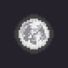 Fototapeta na wymiar Pixel art full moon illustration.