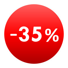 Sale - minus 35 percent - red gradient tag isolated - vector