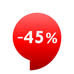 Sale - minus 45 percent - red gradient tag isolated - vector
