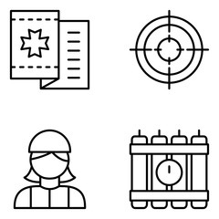 Military Vector Line Icon Set