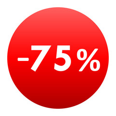 Sale - minus 75 percent - red gradient tag isolated - vector