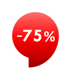 Sale - minus 75 percent - red gradient tag isolated - vector