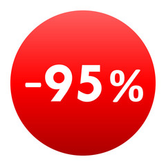 Sale - minus 95 percent - red gradient tag isolated - vector