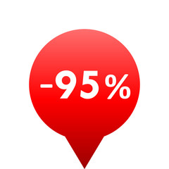 Sale - minus 95 percent - red gradient tag isolated - vector
