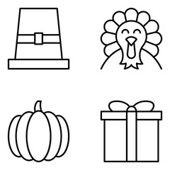 Thanksgiving Vector Line Icon Set