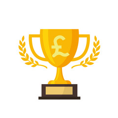 Gold trophy with gold pound sign,vector illustration