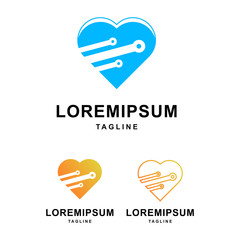 Love Technology Logo Design Premium