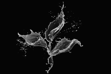 Water Splash Isolated on Black Background