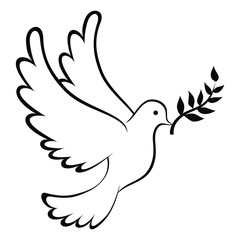 Peace Dove Icon With Leaf Coloring Page