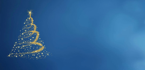 During the winter months of December celebration in the golden gift merry Christmas tree image of a star on the blue color background texture of  objects. for pattern - obrazy, fototapety, plakaty