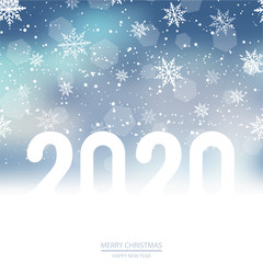 Happy New year with snowy blue background. 2020 Vector.