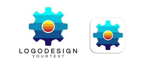 gear technology logo design. icon app smartphone color full