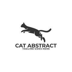 Cat Jump Silhouette Design Concept Illustration Vector Template