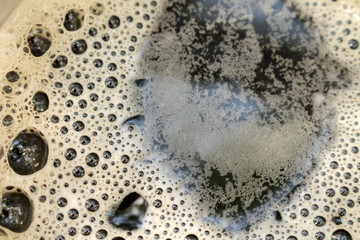 Cinnamon drink with foam. Picnic.