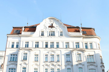Obraz premium CIESZYN, POLAND - OCTOBER 26,2019: Old tenement in city center