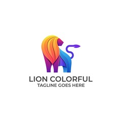 Lion Full Color Design concept Illustration Vector Template.
