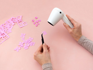 DIY instruction. Making flowers from foamiran. Craft tools and supplies. Step 3