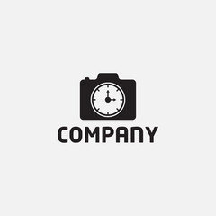 Camera clock logo design template vector illustrator