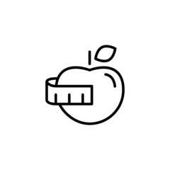 apple with measuring line icon outline thin