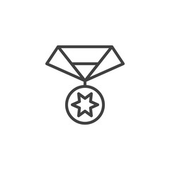 Star medal line icon. linear style sign for mobile concept and web design. Medal reward outline vector icon. Symbol, logo illustration. Vector graphics