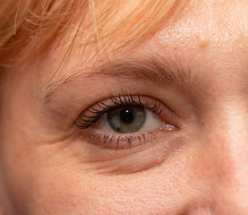 female eye light shade and fair skin