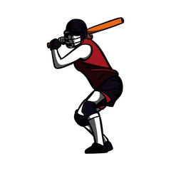 baseball girl player ready hit the ball color illustration