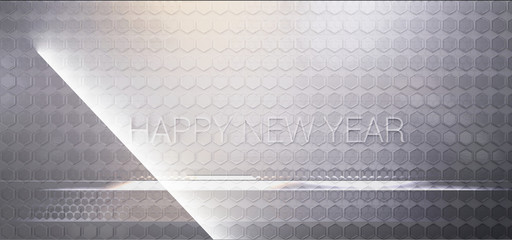 happy new year bold letters on creative abstract background 3d-illustration