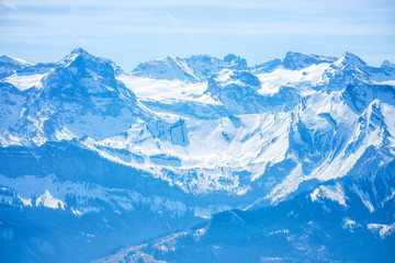 Panoramic view alps from Rigi Kulm (Summit of Mount Rigi, Queen of the Mountains) Switzerland