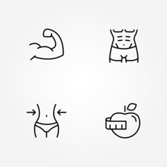 male female body torso line thin icon weight loss