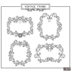 Set of vintage frames with floral scrolls.