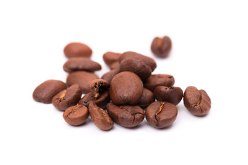 Coffee beans isolated on a white background area for copy space.