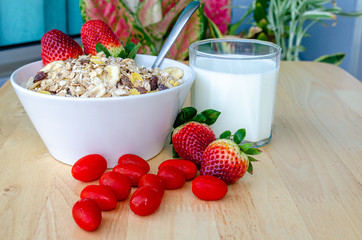 Muesli and Strawberries