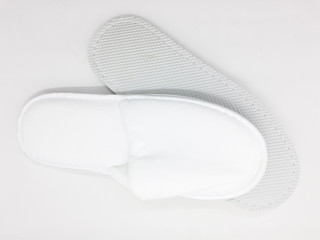 Blank Clean Empty Holiday Hotel Corporate Appliances and Home Sandals Rubber Flip Flop for Design Model Mock-up in White Isolated Background