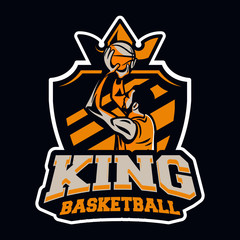king of basketball modern professional logo badge or sign identity