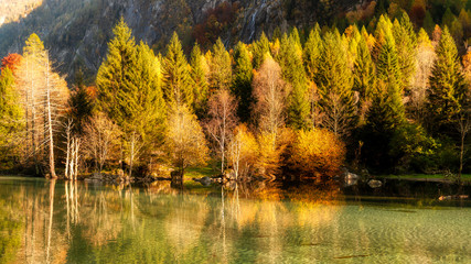 lake in the mountains in autumn season