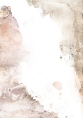Watercolor spots and splashes background. Abstract stains of coffee. Vintage style.