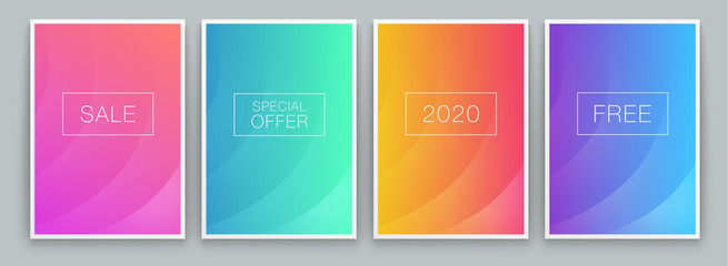 Vivid Geometric Backgrounds. Set of vector colorful posters. Fluid background with waves. Template with modern style dynamic elements