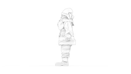 3d rendering of a cartoon santa claus isolated in white background