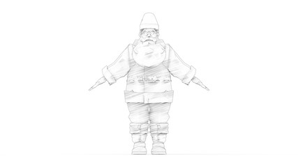 3d rendering of a cartoon santa claus isolated in white background
