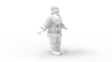 3d rendering of a cartoon santa claus isolated in white background