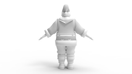 3d rendering of a cartoon santa claus isolated in white background